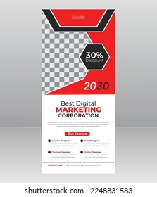 Stylist Corporate Business Roll Up or Pull Up Banner Stand Display Template Design for Presentation, Advertisement, Infographics