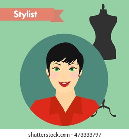 Stylist icon. Occupation avatar. Vector illustration