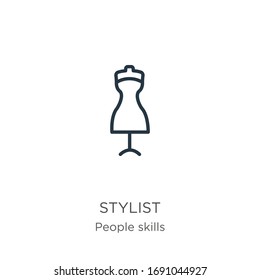 Stylist icon. Thin linear stylist outline icon isolated on white background from people skills collection. Line vector sign, symbol for web and mobile