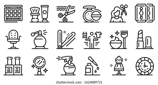 Stylist icons set. Outline set of stylist vector icons for web design isolated on white background