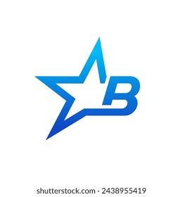 Stylist Illustration logo design Initial B with Star in Blue color. Logo good for your any industry and can work as well in small size.
