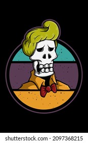 Stylist skull illustration retro vintage