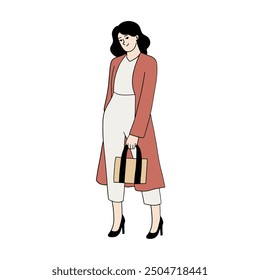 Stylist woman wearing bag illustration 