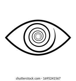 Stylistic human eye spiral. The concept of esotericism and the third eye in many religions. logo. flat vector illustration isolated on white background
