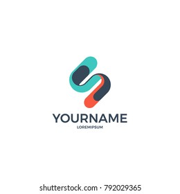 Stylistic letter (S) in three color performance.