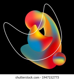 Stylistic vector image of a mother and child. Liquid form. Motherhood. Surrealism.