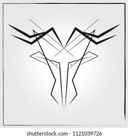 
Stylization of the bull's head. White and black line.