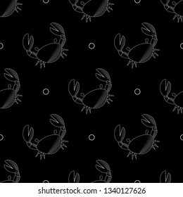 Stylization by hand drawing. crabs vector seamless pattern.
