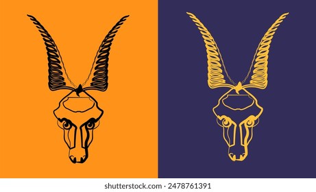 Stylization of the deer's head. Line graphics