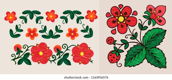 Stylization of embroidery with floral pattern