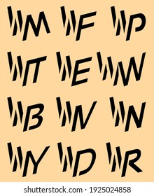 Stylization of the letters W and M, F, P, T, E, W, B, V, N, Y, D, R font composition light and shadow of the logo type. Victor is editable.
