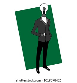 Stylization of a man in the image of a light bulb.