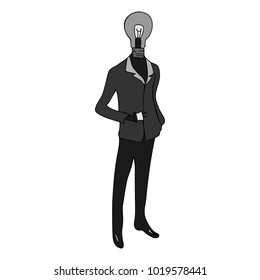 Stylization of a man in the image of a light bulb.