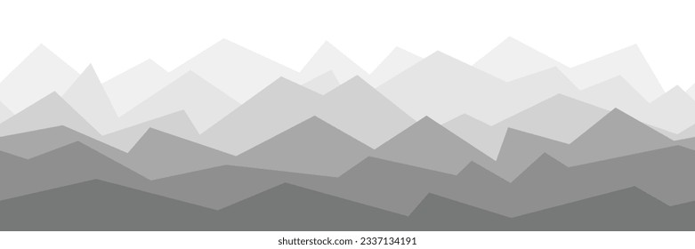 Stylization of a mountain landscape, seamless border, banner, shades of gray