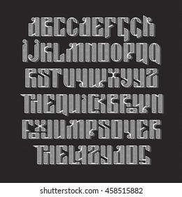 stylization of old slavic font. white letters on a dark background. Stock vector typography