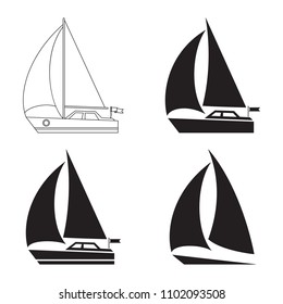 Stylization ship "yacht". Four different options.