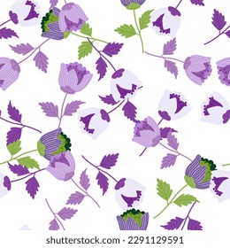 Stylize flower seamless pattern. Elegant botanical background. Abstract floral wallpaper. Design for fabric, textile, wrapping, cover. Vector illustration
