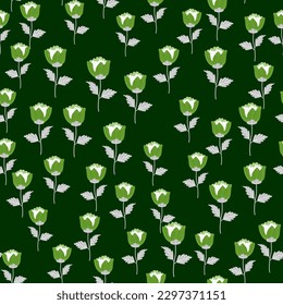 Stylize flower seamless pattern. Elegant botanical background. Abstract floral wallpaper. Design for fabric, textile, wrapping, cover. Vector illustration