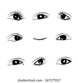 Stylize Hand drawing set of eyes vector