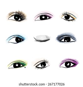 Stylize Hand drawing set of eyes vector