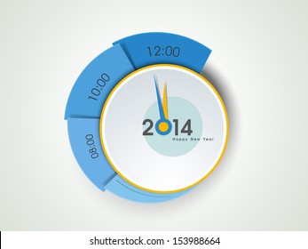 Stylize Happy New Year 2014 celebration background with clock. 