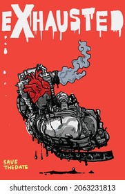 stylize motor cycle machine garage poster