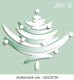 Stylize Symbol of Fir tree decorated with white toys, vector