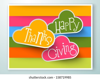 Stylize text Happy Thanks Giving on colorful background. 