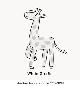 Stylize vector illustration_white giraffe_cute animal
