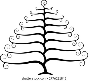 Stylize vector lace tree isolated black and white