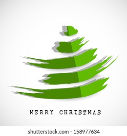 Stilvoller Weihnachtsbaum auf abstraktem grauem Hintergrund für fröhliche Weihnachtsfeiern, kann als Banner, Flyer oder Poster verwendet werden. 