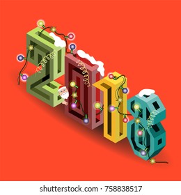 Stylized 2018 Numbers. New Year Concept. Vector Illustration