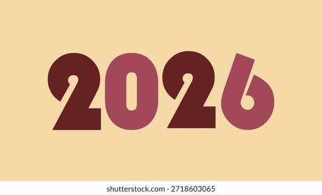 Stylized 2026 year number in warm maroon and beige colors, perfect for future concepts and planning