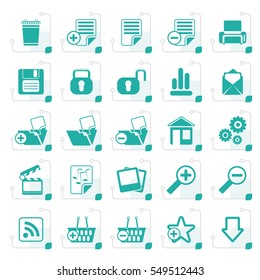 Stylized 25 Simple Realistic Detailed Internet Icons - Vector Icon Set