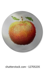 Stylized 3d apple, built from colored squares