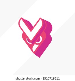 Stylized 3D bird icon illustration, red on white.