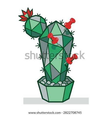 Stylized 3D cactus illustration for creative office concepts.