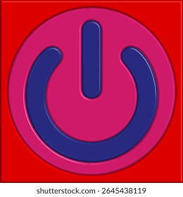 Stylized 3D Power Button Icon - Red, Pink and Blue