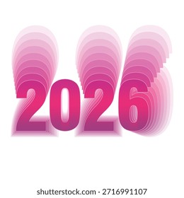 Stylized 3D text of the year 2026 with layered pink gradient effects, perfect for New Year, events, or creative design themes.