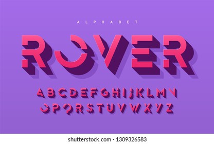 Stylized 3d uppercase letters, alphabet, typeface, font, typography. Vector illustration.