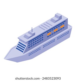 Stylized 3d vector illustration of a luxurious isometric cruise ship sailing on the blue ocean, perfect for travel, vacation, maritime, and nauticalthemed graphic design projects