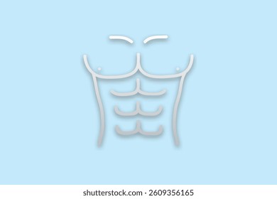 Stylized abdominal muscles icon in metallic blue tone.