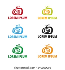 Stylized abstract apple isolated vector, signa of apple, fresh food flat  logo.