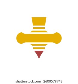 Stylized Abstract Assembly Tool Golden and Maroon