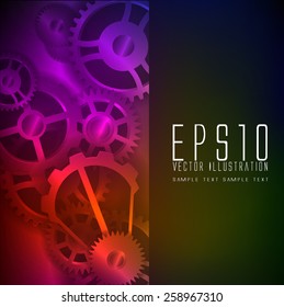Stylized abstract background with motion glowing gears