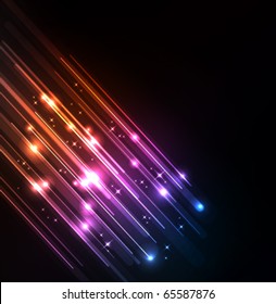 Stylized abstract background with moving glowing lines and stars