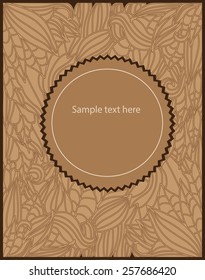 stylized abstract background plain brown with linear leaves