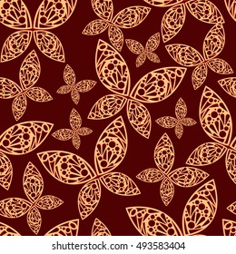 Stylized abstract butterflies. Seamless pattern. Vector illustration.