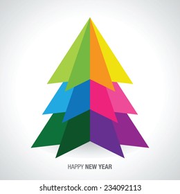 Stylized abstract Christmas Tree,  rainbow color vector illustration