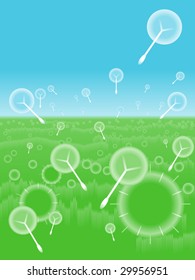 Stylized, abstract dandelion and thistle seed background